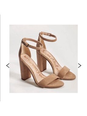 Oatmeal Suede Sam Edelman Yaro Leather block heels shoes 7.5